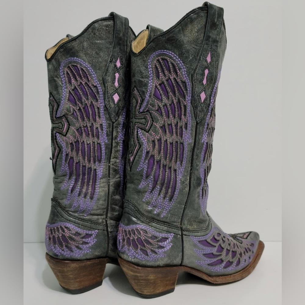 Corral Grey and Purple Genuine Leather Boots - Picture 5 of 7